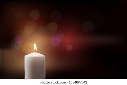 abstract light bokeh background, illustration vector with candle