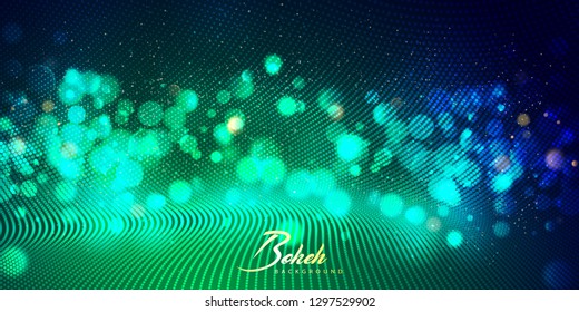 Abstract Light Bokeh Background. Technology particle mesh background design. Vector Illustration.