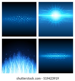 Abstract Light Bokeh Set Backgrounds Vector Illustration. Magic Defocused Glitter Sparkles. Good for promotion materials, Brochures, Banners. Abstract Backdrop.