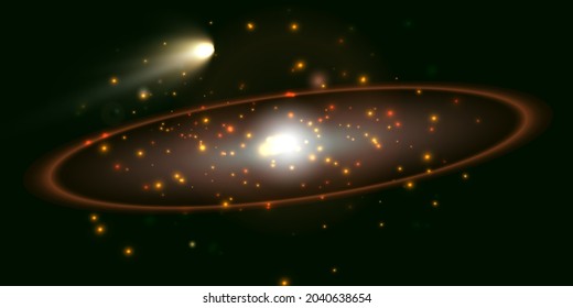 Abstract light with bright shining particles. Vector.