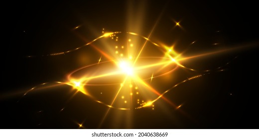 Abstract light with bright shining particles. Vector.