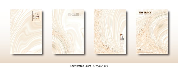 Abstract light brown of acrylic paints surface collection. Pattern splash  waves and swirls texture. Trendy background for design cover packaging placard flyer posters invitations cards. - vector