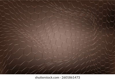 Abstract light brown  Geometrical Background Connection structure. Science background. Connecting dots and lines. Big data visualization and Business .Vector illustration. hexagons