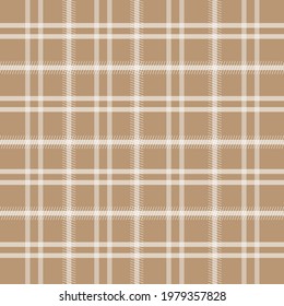 Abstract light brown plaid seamless pattern vector.White line stripes design for fabric,textile,background. 