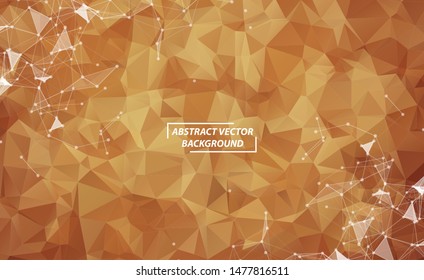 Abstract Light Brown Polygonal Space Background with Connecting Dots and Lines. Geometric Polygonal background molecule and communication. Concept of science, chemistry, biology, medicine, technology.