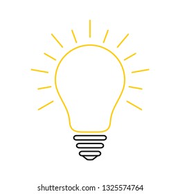 Abstract light bulb icon with rays, idea and creativity symbol, modern thin line art