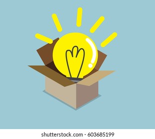 abstract light bulb idea in box vector illustration