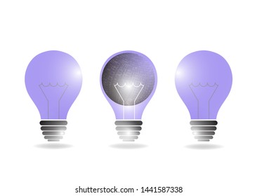 Abstract light bulb illuminates. The concept of global energy saving. The concept of a new business idea, discovery. Vector illustration for your design.