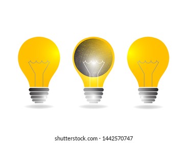 Abstract light bulb illuminates. The concept of global energy saving. The concept of a new business idea, discovery. Vector illustration for your design.