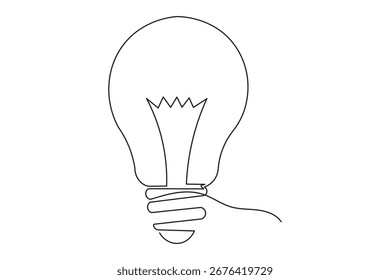 Abstract light bulb isolate outline minimalist continuous one line elegant art illustration