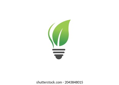 Abstract light bulb with leaf for green energy logo design vector inspiration.