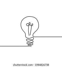 Abstract light bulb as line drawing on white background. Vector
