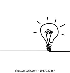 Abstract light bulb as line drawing on white background. Vector