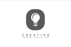 Abstract Light Bulb Logo Design With Negative Space Style Vector Illustration