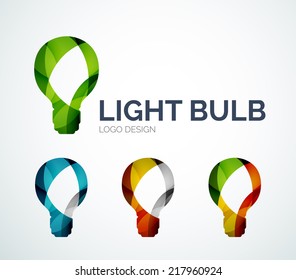 Abstract light bulb logo design made of color pieces - various geometric shapes