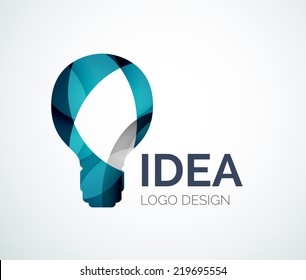 Abstract Light Bulb Logo Design Made Of Color Pieces - Various Geometric Shapes