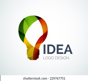Abstract light bulb logo design made of color pieces - various geometric shapes