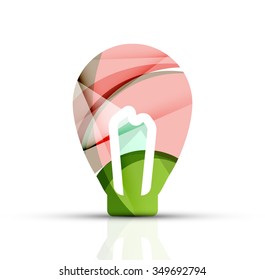 Abstract light bulb logo design made of color pieces - various geometric shapes. Vector illustration