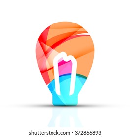 Abstract light bulb logo design made of color pieces - various geometric shapes