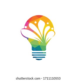 Abstract light bulb and lotus flower logo design. Yoga and spa beauty logo design template.