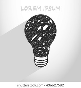 Abstract light bulb silhouette logo / label / icon isolated on abstract background