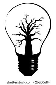 Abstract light bulb with tree inside