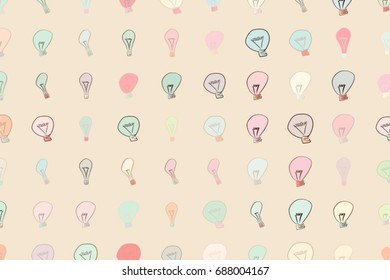 Abstract light bulbs illustrations background pattern. Idea conceptual. Vector graphic.
