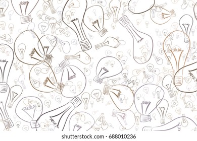 Abstract light bulbs illustrations background pattern. Idea conceptual. Vector graphic.
