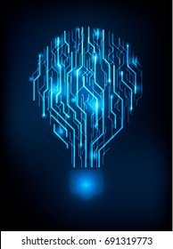 Abstract Light bulbs technology communicate background, vector illustration 