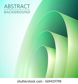 Abstract light clean background with green rolled wrapping paper coil vector illustration
