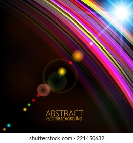 Abstract light color glowing line design against dark background. Vector illustration.