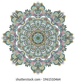 Abstract light colours ornamental Medallion. Vector colorful Mandala rosette.