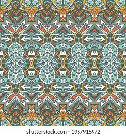 Abstract light colours ornamental textile design. Geometric print abstract decorative vector seamless pattern