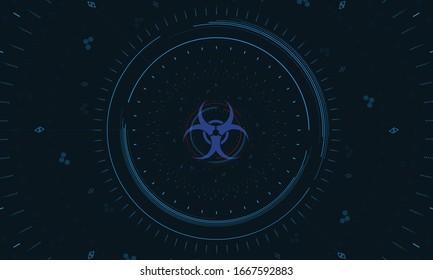 Descripción del peligro de la infección Símbolo Tecnología de cierre de sesión Antecedentes de la comunicación Hitech Concepto de la innovación fondo del vector diseño