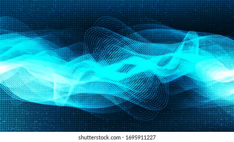 Abstract Light and Dark Digital Sound Wave with technology background vector.