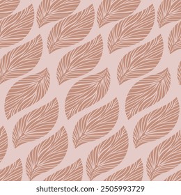 Abstract light dark pink leaves seamless vector pattern on dark pinik background. Nature leaf Pattern. Abstract floral seamless pattern.
