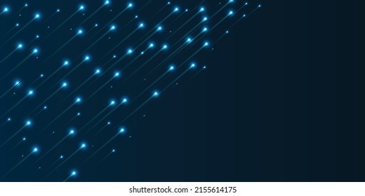 Abstract light digital background. Neon Light Particles, Meteor rain with glowing comets, luminous rays in motion, technology,network concept, glowing neon lights. Rising stars. Vector illustration.