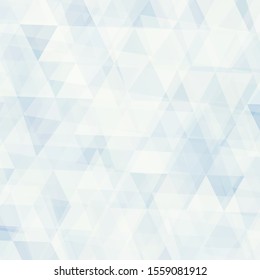 Abstract light dim blue gray subtle background textured by transparent triangles. Pale vector graphic pattern