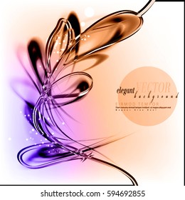 Abstract light dynamic background with color branch. Vector frame with contrast pure sparkle fibers