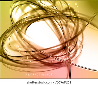Abstract light dynamic background. Expressive vector frame with contrast glowing fibers 
