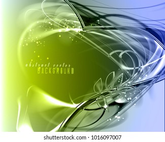Abstract light eco background. Expressive cool vector frame with contrast glowing fibers.