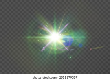 Abstractas efecto de luz luz luz brillante colorida con parpadeo de deslumbramiento y efecto láser png. Para interfaces de Diseño gráfico y juego.