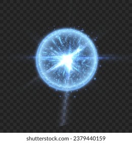 Abstract light effect. Explosion of a blue nova in outer space. Vector on transparent background.	
