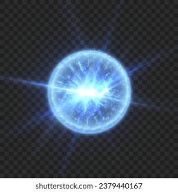 Abstract light effect. Explosion of a blue nova in outer space. Vector on transparent background.	
