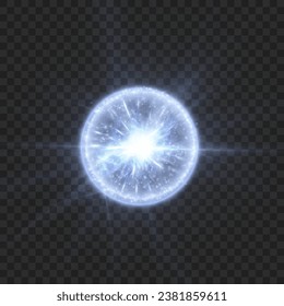 Abstract light effect. Explosion of a blue nova in outer space. Vector on transparent background.	
