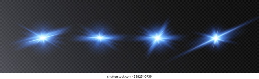 Abstract light effect. Explosion of a blue nova in outer space. Vector on transparent background.	
