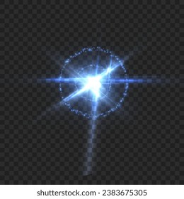 Abstract light effect. Explosion of a blue nova in outer space. Vector on transparent background.	
