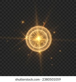 Abstract light effect. Explosion of a golden nova in outer space. Vector on transparent background.	
