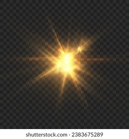 Abstract light effect. Explosion of a golden nova in outer space. Vector on transparent background.	
