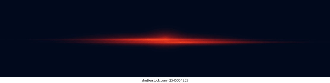 Abstract light effect line. Speed ​​vector illustration, road. Red laser beams isolated on black background. Red lens flash. Horizontal rays glowing in the dark.